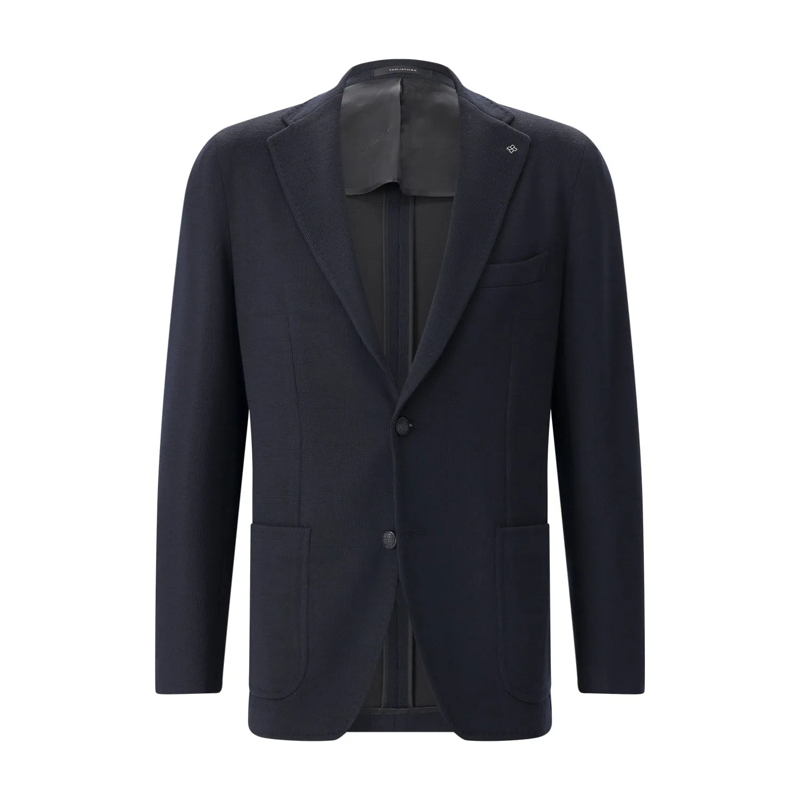 Tagliatore Anzugjacke Stricksakko aus Wollmix blau