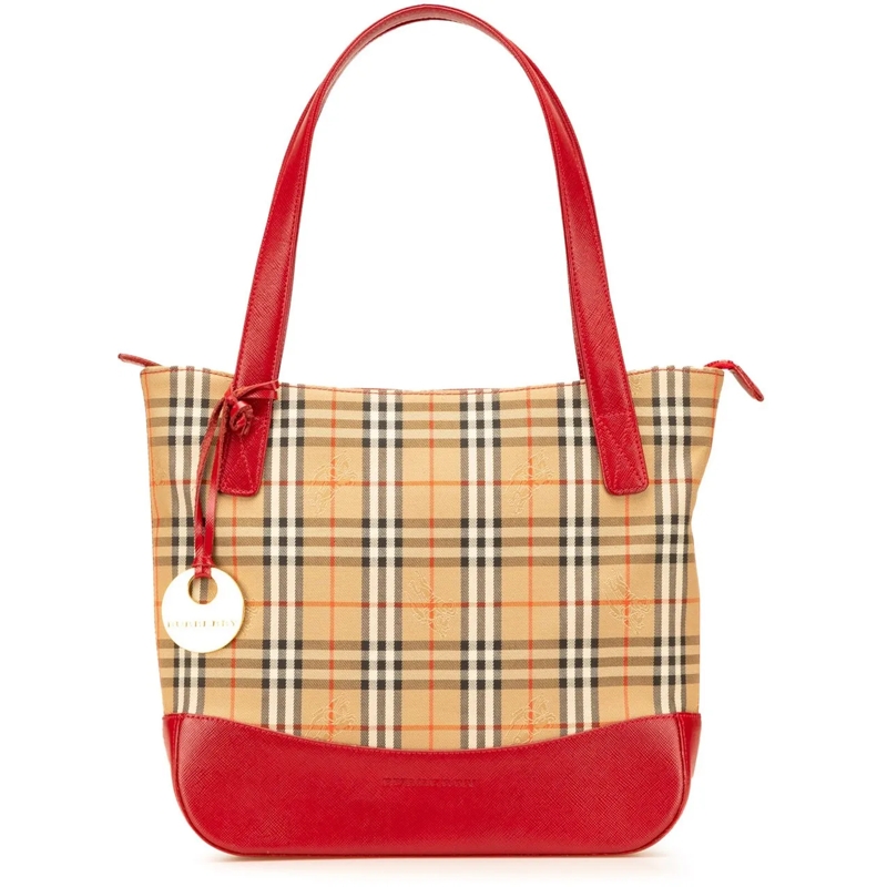 Burberry Tote Haymarket Check Canvas Handbag braun