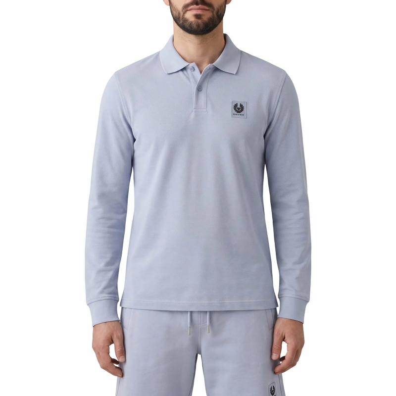 Belstaff Poloshirt Langarm-Poloshirt aus Baumwolle blau(Image 2)