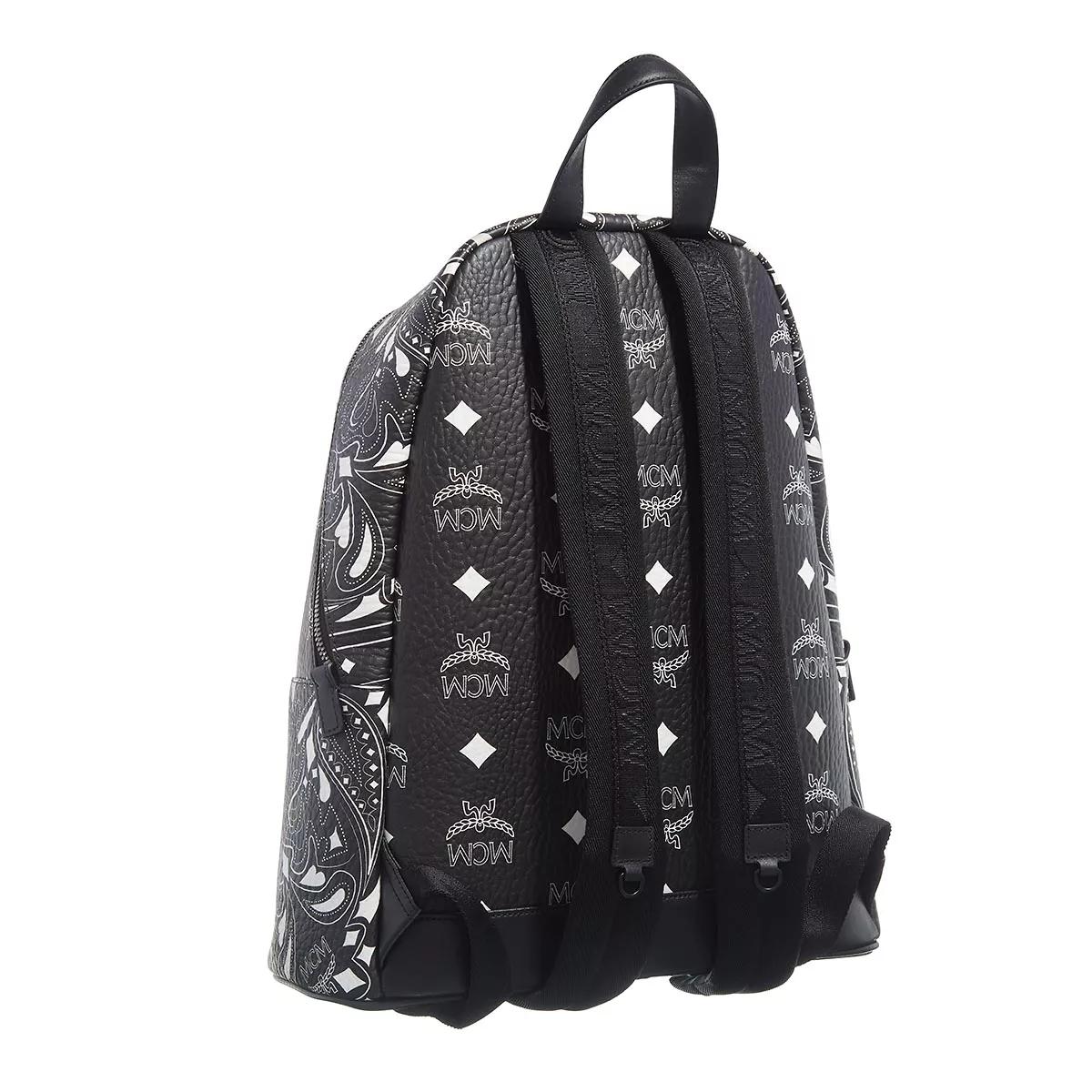 Mcm black hotsell and white backpack