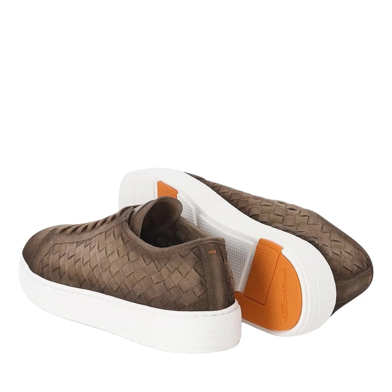 Santoni Chaussures à lacets Sneakers aus geflochtenem Leder braun(Image 3)