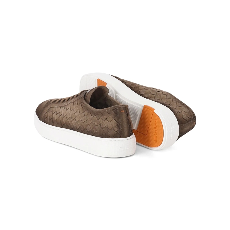 Santoni Schnürschuhe Sneakers aus geflochtenem Leder braun(Image 3)
