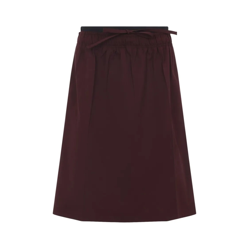 Prada Midirok Deep Burgundy A-Line Midi Skirt With Drawstring Wa Burgundy