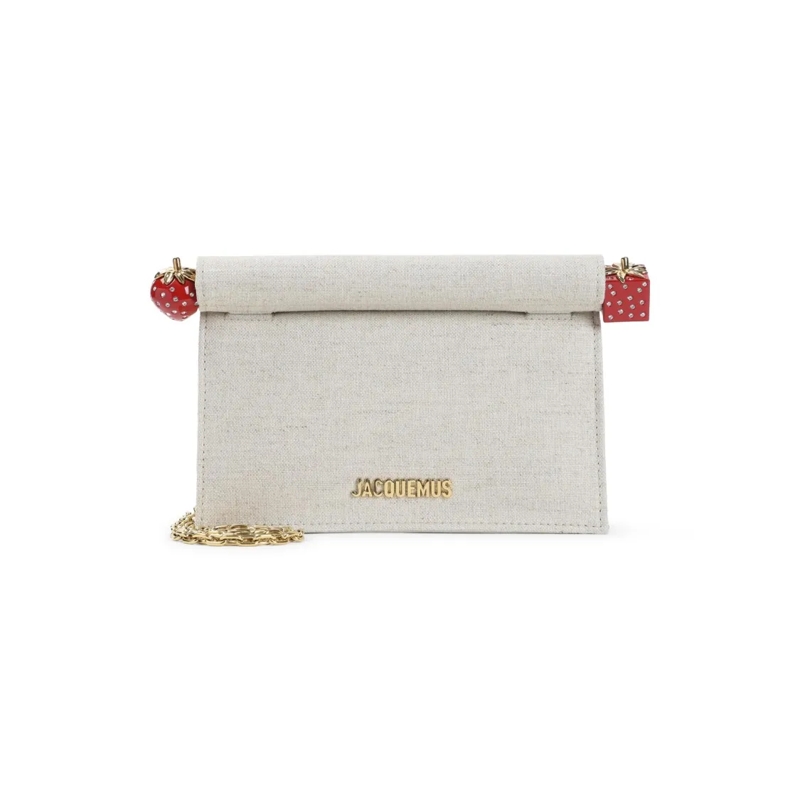 Jacquemus Sac à bandoulière Compact Structured Handbag With Gold Hardware White