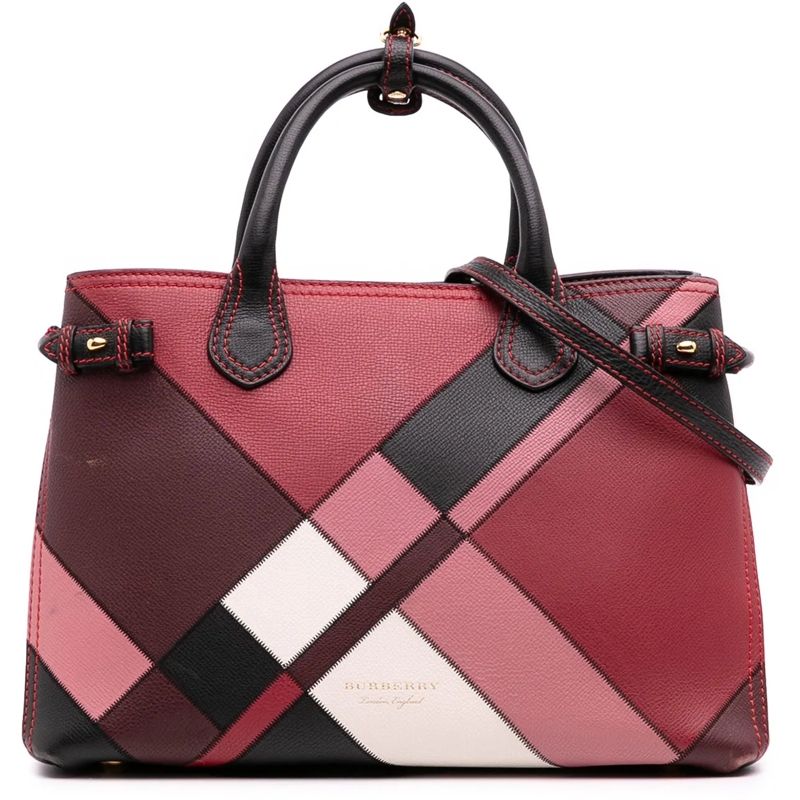 Burberry Schultertasche Medium Leather Patchwork and House Check Banner Sa rot