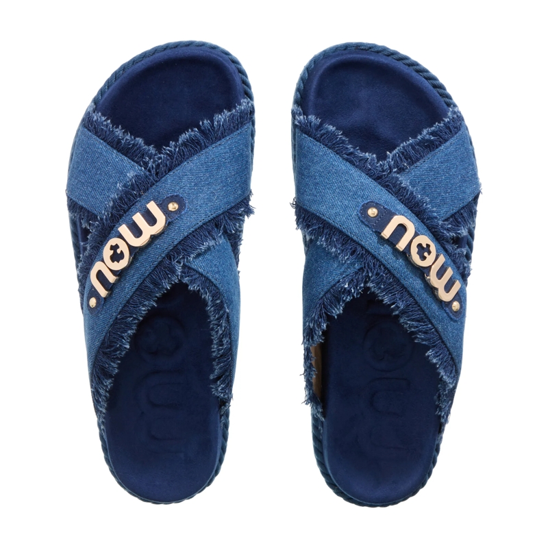 Mou Slides Criss-Cross Sandal Denim Denim(Image 5)