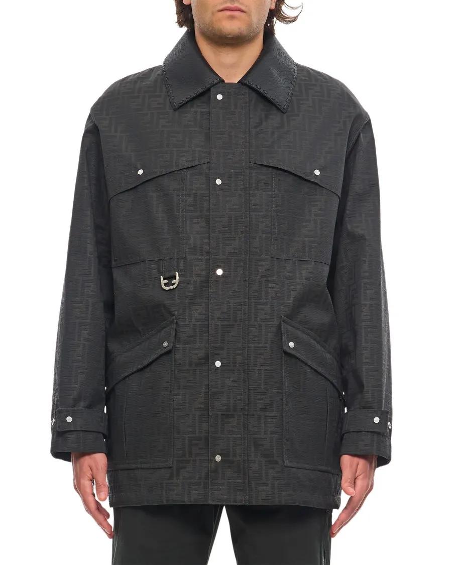Thumbnail - Fendi - Blouson Coated Canvas Logo - Größe 46 - schwarz