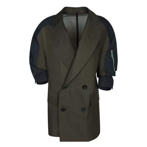 Sacai Double-Breasted Voile Taffeta Jacket Green 