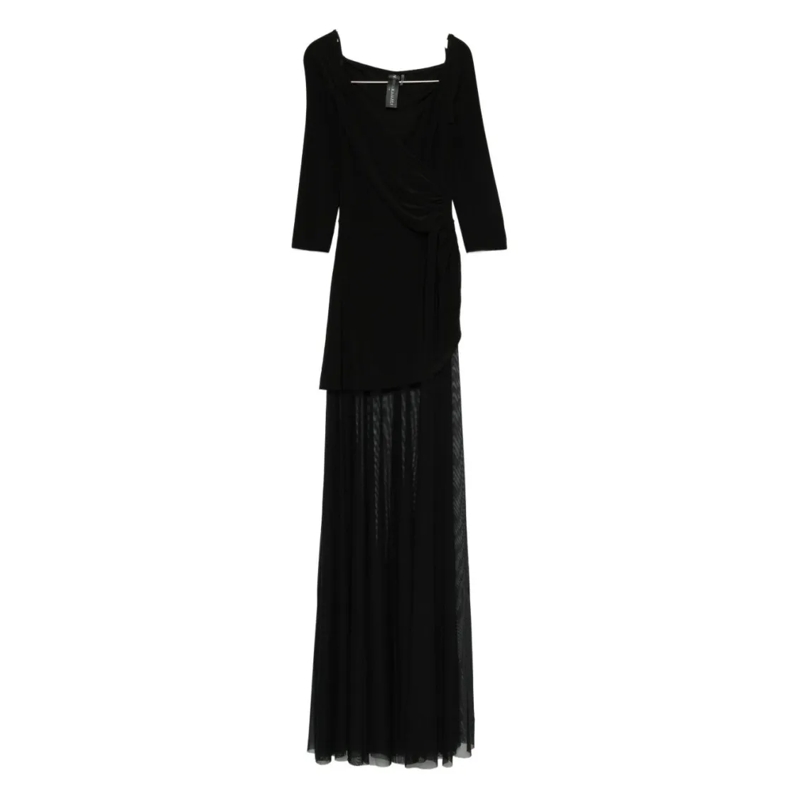 Norma Kamali  Layered Black Maxi Dress With Draped Neckline And  Black