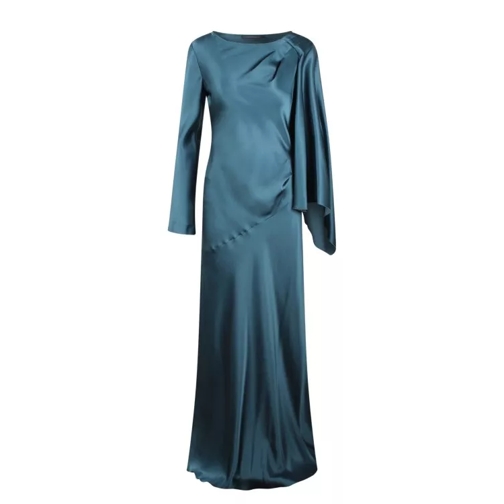 Alberta Ferretti Satin Long Dress Blue 