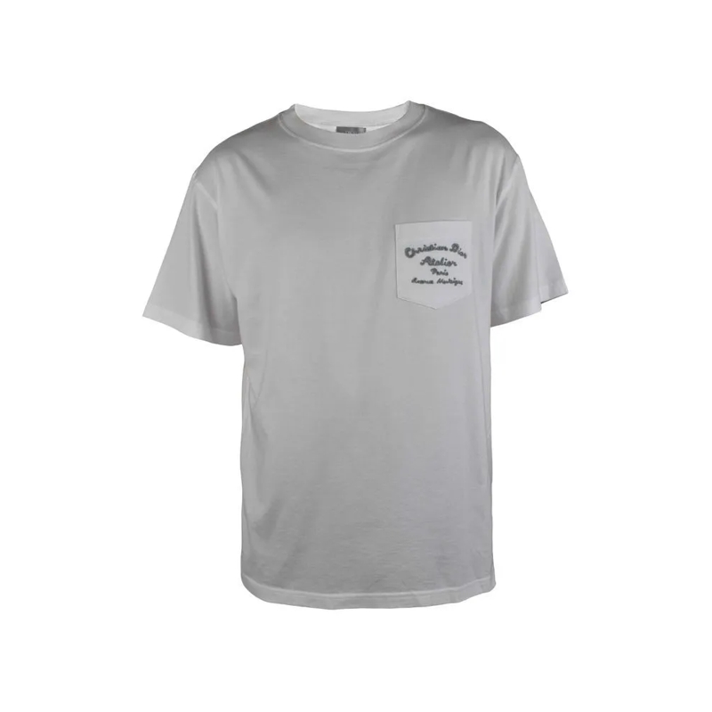 Christian Dior T-Shirt Cotton Relaxed Fit T-Shirt With Embroidered Logo D Grey