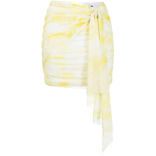 MSGM Mini-Röcke Graphic-Print Ruched Miniskirt Yellow