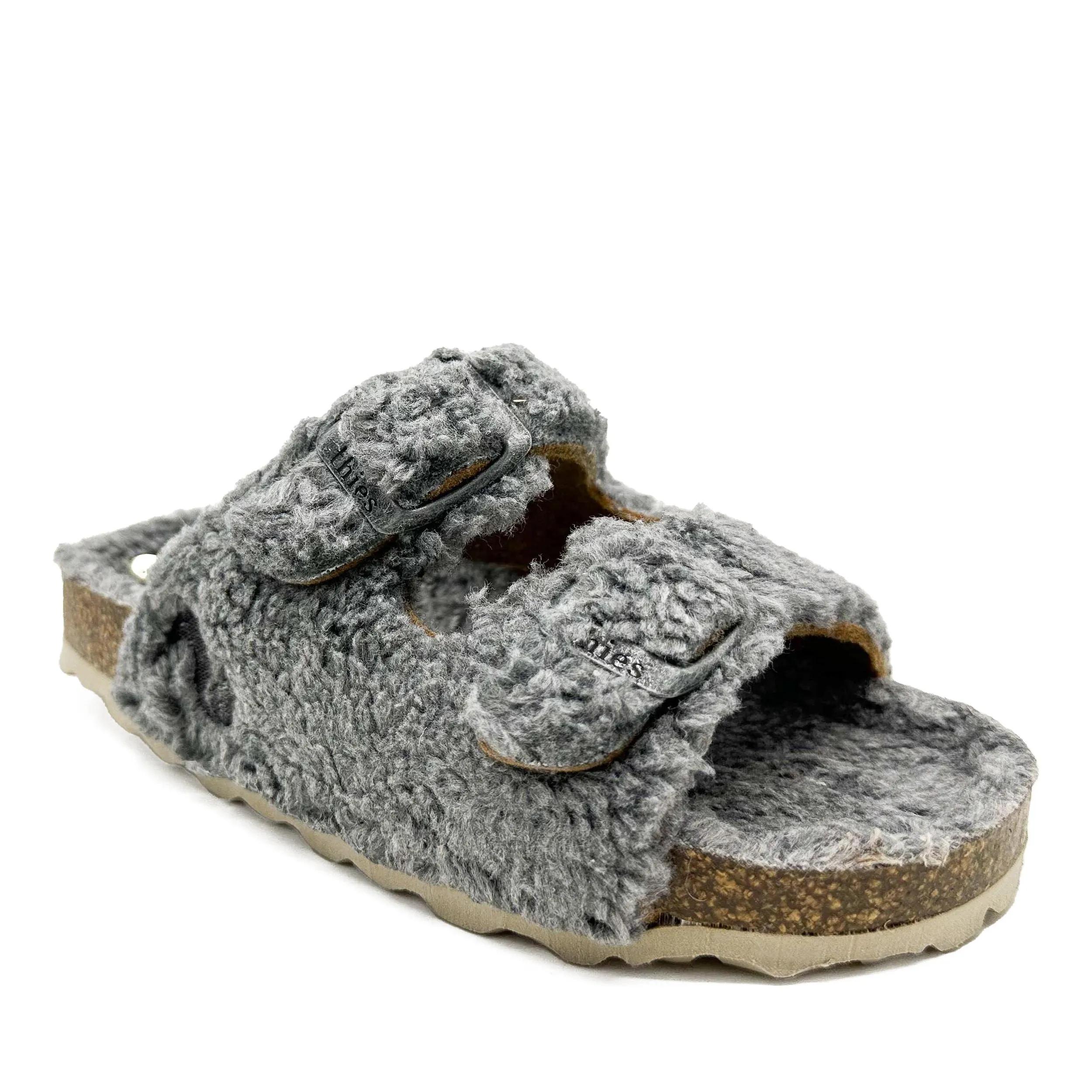 thies Sneakers - thies 1856 ® Kids Organic Teddy Sandal wolf grey ( - Gr. 32 - in Grau - für Damen