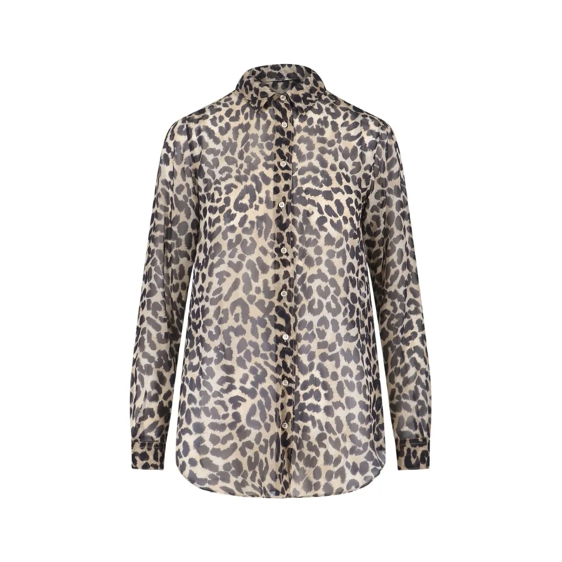 Aspesi Overhemd Semi-Sheer Animal Print Shirt – Brown Brown