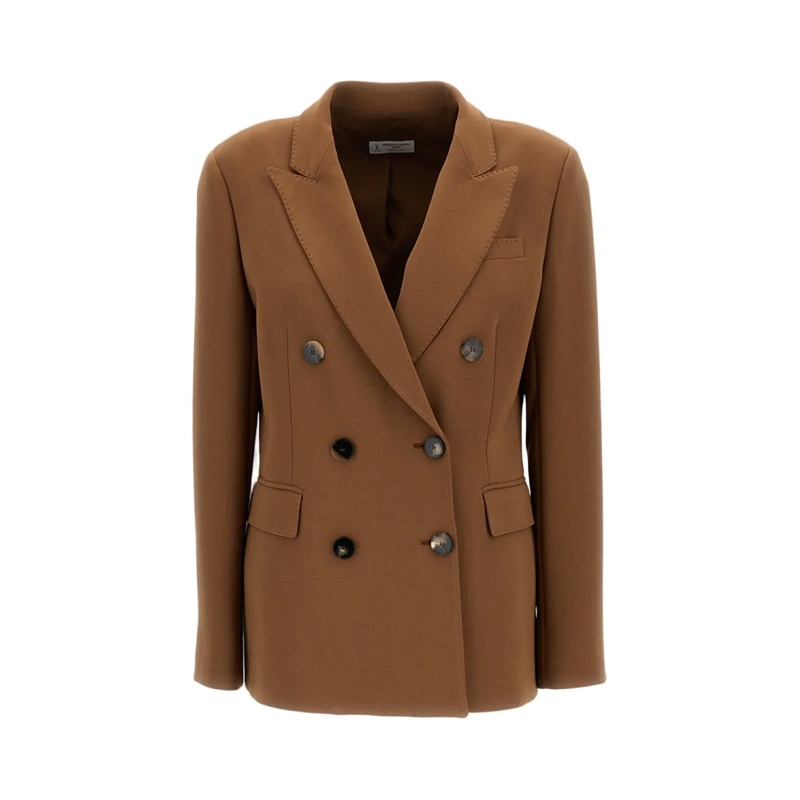 Alberto Biani Blazer Double-Breasted Cady Jacket Brown
