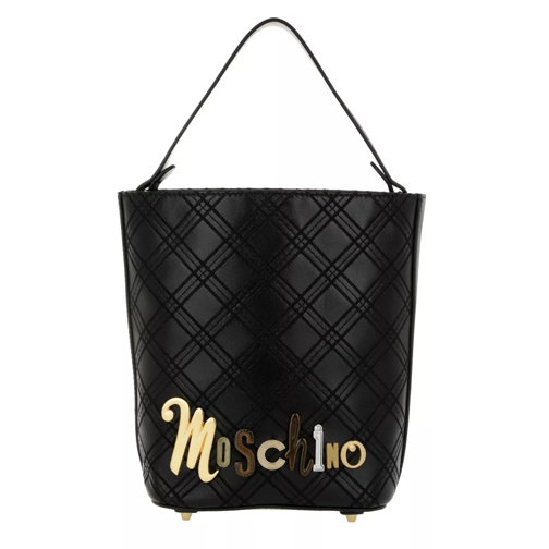 Moschino Bucket Bag Logo Checked Nero Bucket Bag