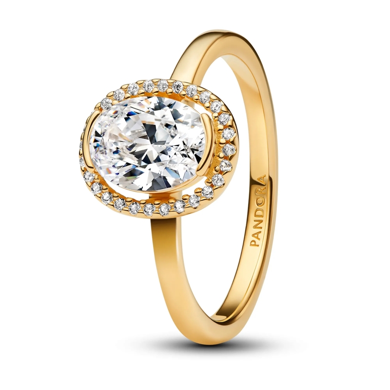 Pandora Ring Ovaler Funkelnder Strahlenkranz Ring Gold