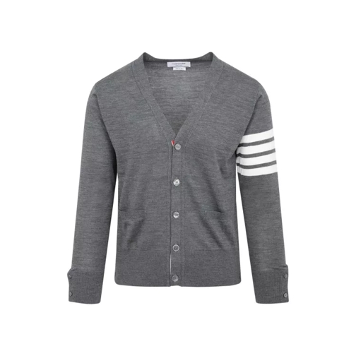 Thom Browne Medium Gray Wool Buttoned Cardigan Grey 