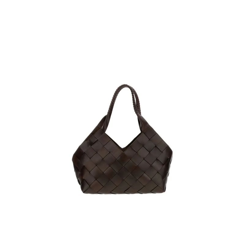 DRAGON DIFFUSION Sac à bandoulière Woven Black Leather Castello Shoulder Bag Black