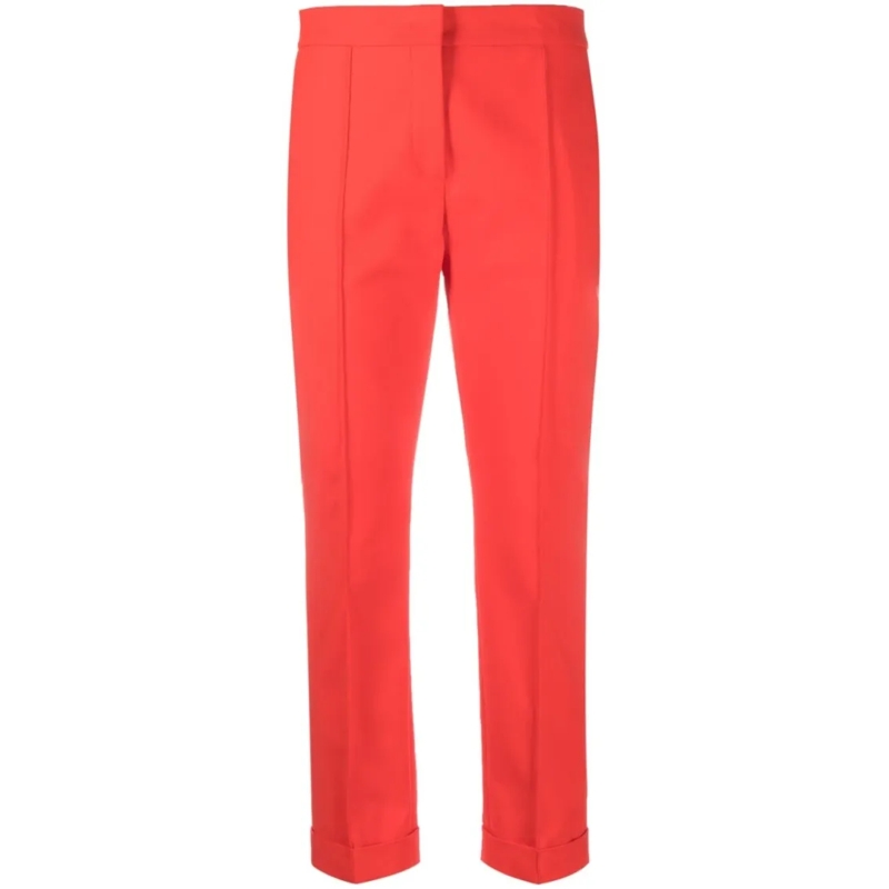Moschino  Slim Cut Cropped Trousers With Exposed-Seam Detail Red