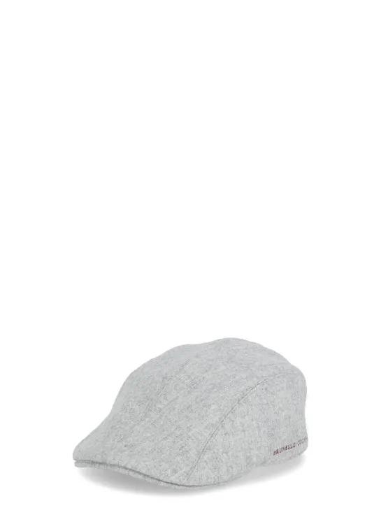 Brunello Cucinelli Mützen - Grey Wool Flap Cap - Gr. L - in Grau - für Damen