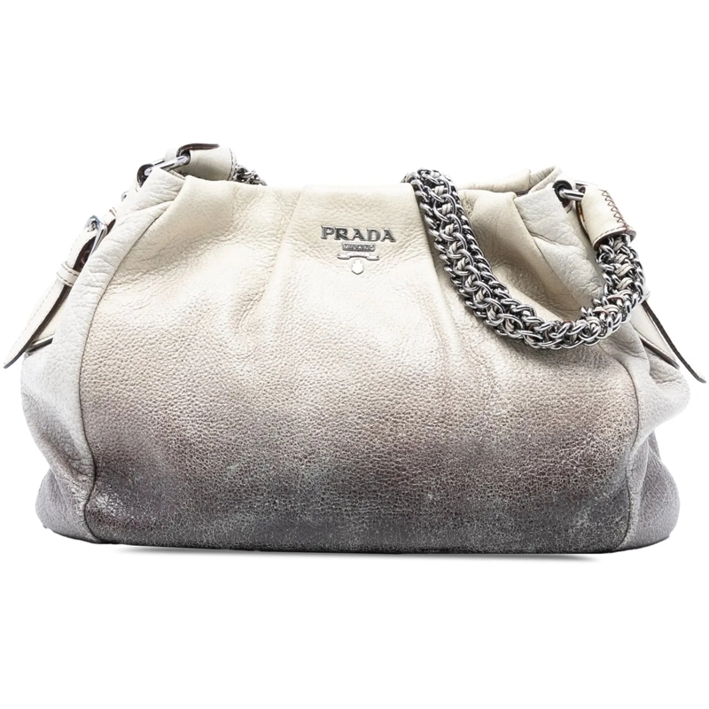 Prada Schultertasche Cervo Ombre Antik Chain Shoulder Bag weiß