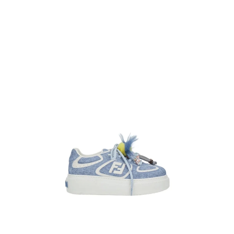 Fendi Lage-top sneaker Calfskin Sneakers With Charms And Playful Detailin Blue