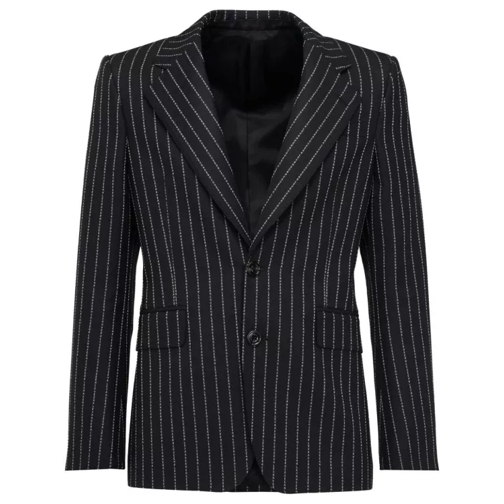 Alexander McQueen Black/White Pinstripe Lettering Jacket Black 