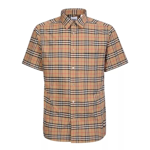 Burberry Beige Shirt With Signature Plaid Pattern Brown 