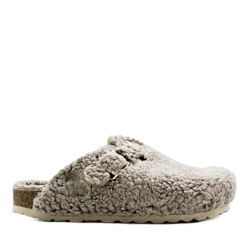 thies Pantoufle thies 1856 ® Eco Teddy Clog vegan taupe (W/X) mehrfarbig