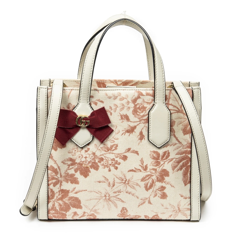 Gucci Crossbody Bag Small GG Ribbon Herbarium Tote offwhite