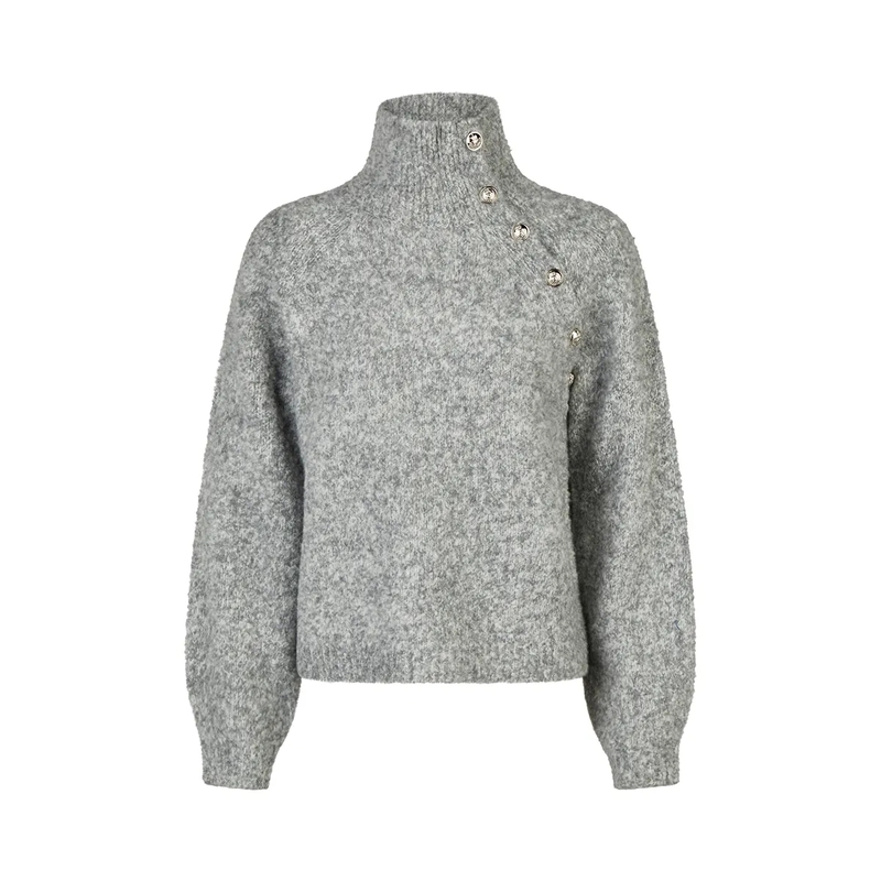 Marc Aurel Pullover Pullover mit Knopfdetail grau