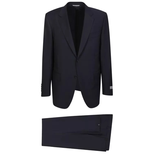 Canali Single-Breasted Blue Suit Black 