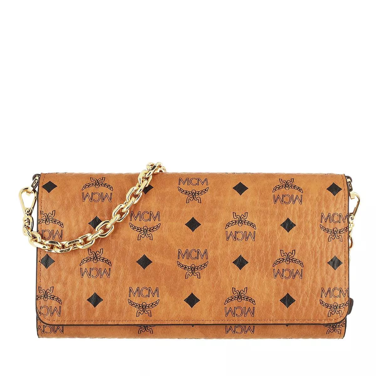 MCM Crossbody Wallet Visetos Original Cognac | Portemonnee Aan Een Ketting | fashionette