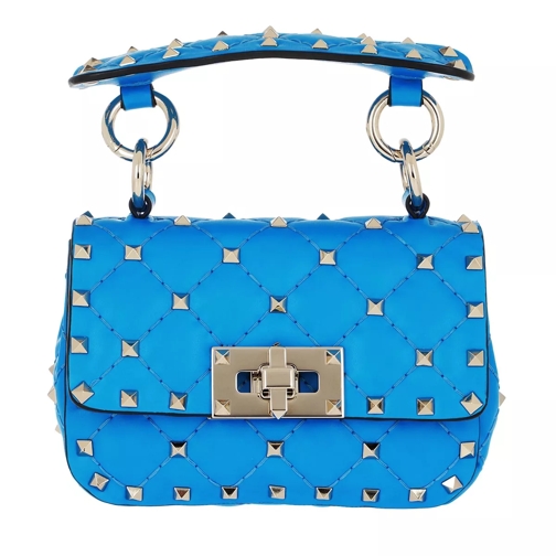 Valentino Garavani Mini Rockstud Spike Crossbody Calfskin Blue Crossbody Bag