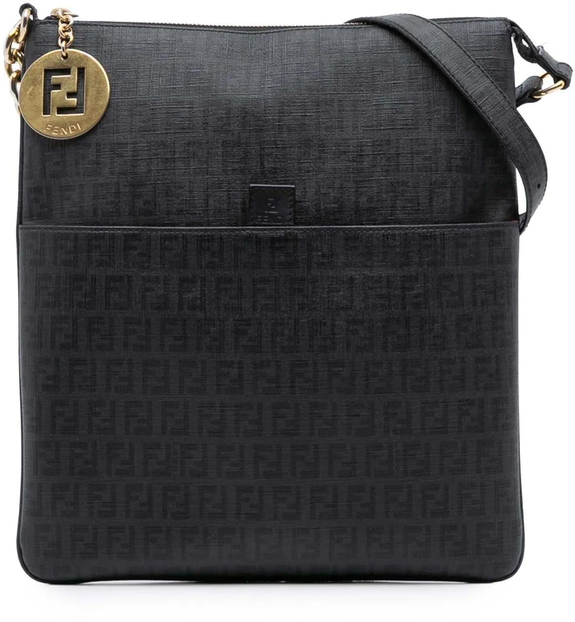 Fendi Hobo Bags - Zucchino Coated Canvas Charm Zip Crossbody - Gr. unisize - in Schwarz - für Damen