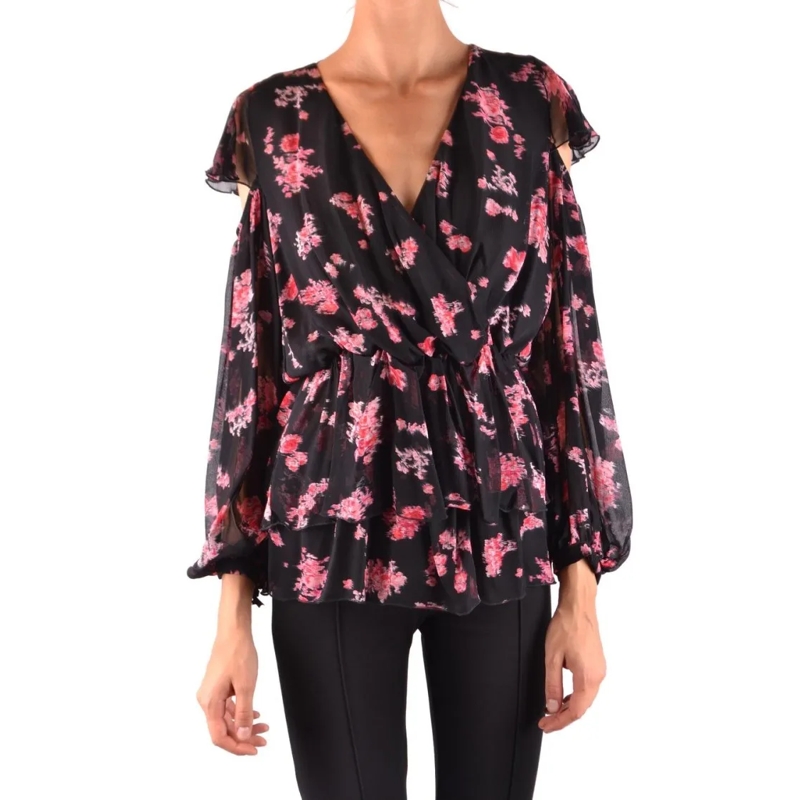 Pinko Blouse Floral Print Black Sheer Blouse Black