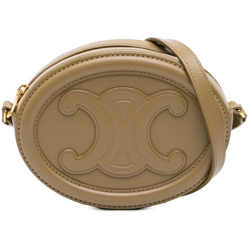 Celine Schultertasche Small Calfskin Cuir Triomphe Oval Crossbody braun