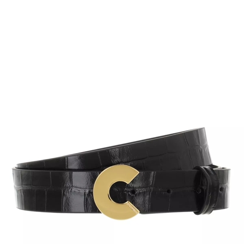 Coccinelle Belt Shiny Croco Noir Leather Belt