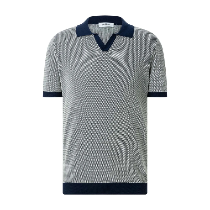 Gran Sasso Polohemd Poloshirt aus Baumwollstrick blau