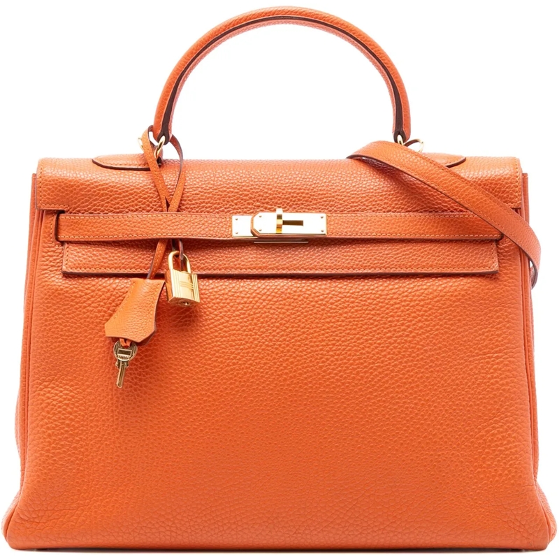 Hermès Schultertasche Togo Kelly II Retourne 35 orange
