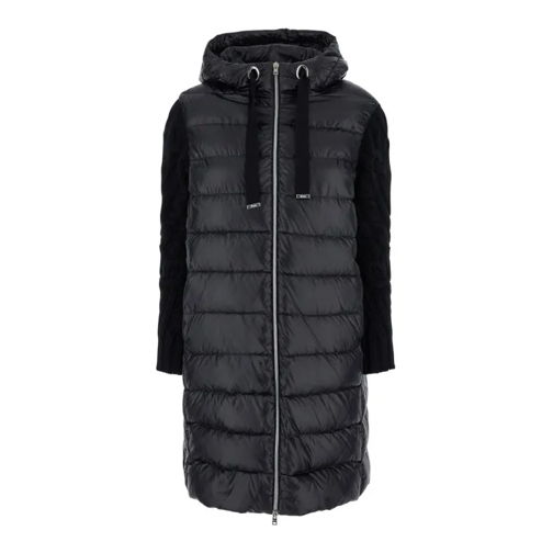 Herno Long Black Hooded Coat In Nylon Black 