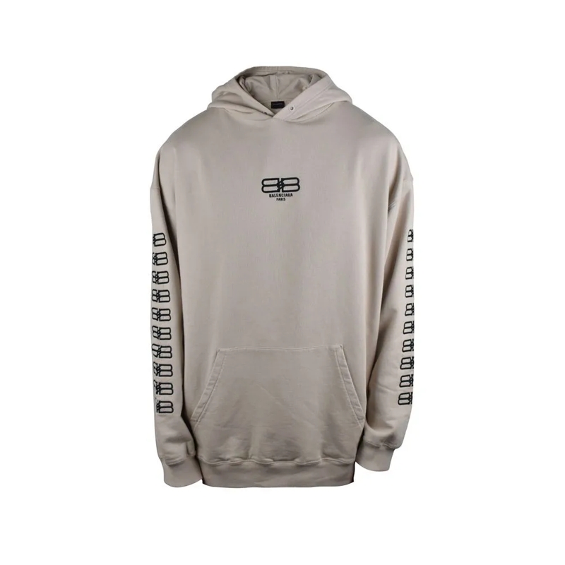 Balenciaga  Beige Oversized Hooded Sweatshirt Grey