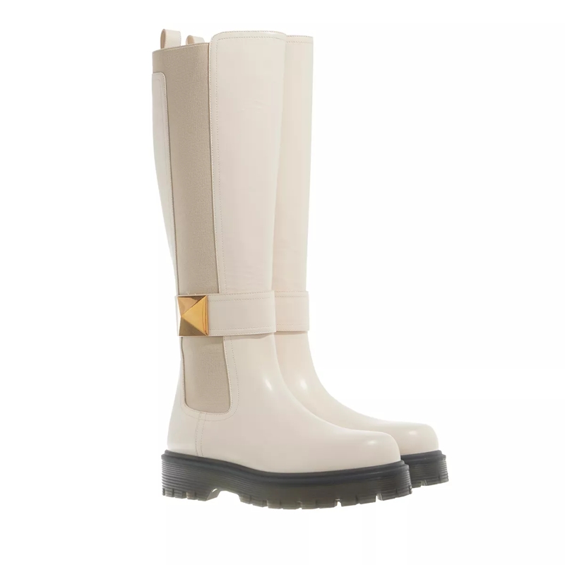 Valentino Garavani Stiefel One Stud High Boot Light Ivory