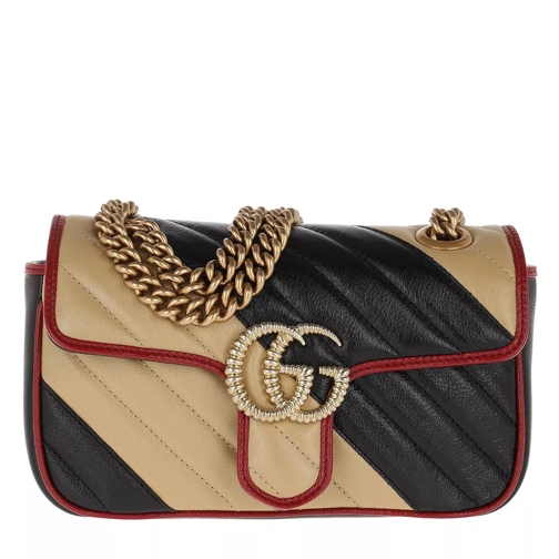 Gucci GG Marmont Shoulder Bag Leather Black/Beige Crossbody Bag
