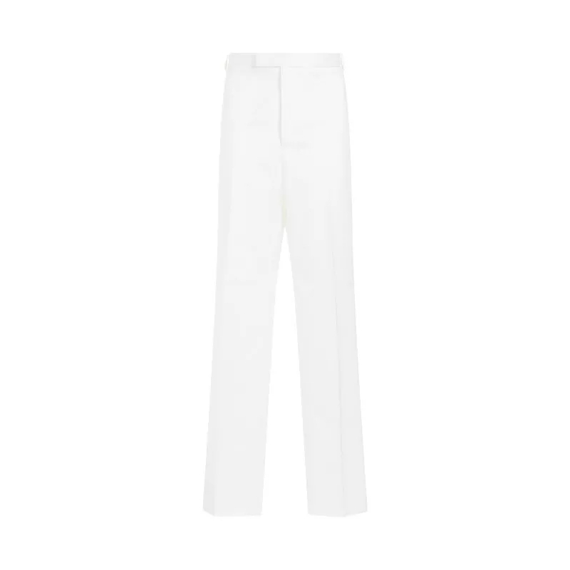 Thom Browne Chino Straight Leg White Cotton Chino Pants White