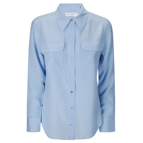 Equipment Hemden Silk Shirt With Flap Pockets Blue