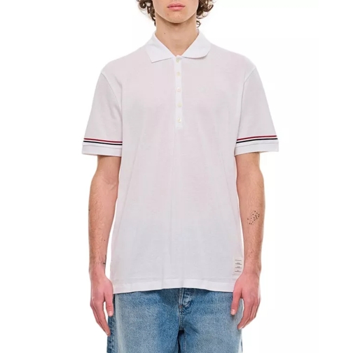 Thom Browne Ribbed Cuff Polo Shirt White 