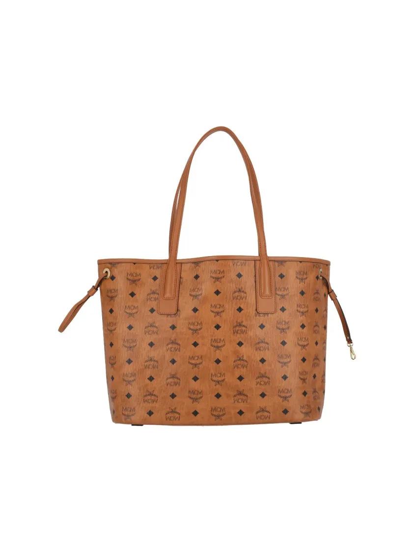 MCM Shoppers & Totes Structured Brown Bag With Distinctive Logo Pattern in bruin