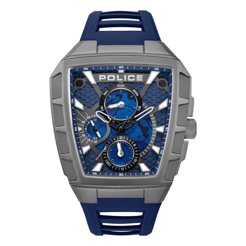 Police Automatikuhr Quarzuhr Tough Gear blau